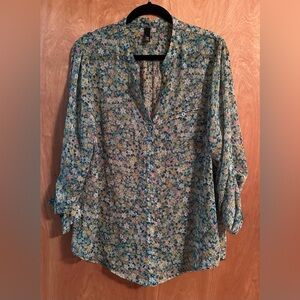 Kut from the Kloth Green 3/4 Sleeve Relaxed Blouse